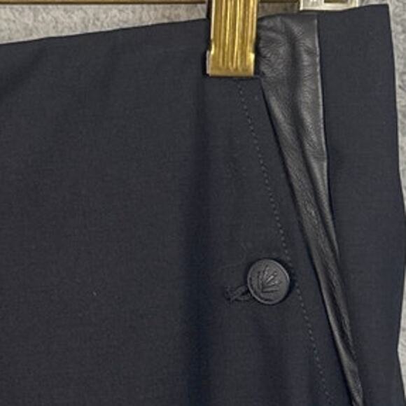 rag & bone Women's Wool Slacks Wide Leg Leather Trim Pockets Size 6 Designer - Picture 7 of 10